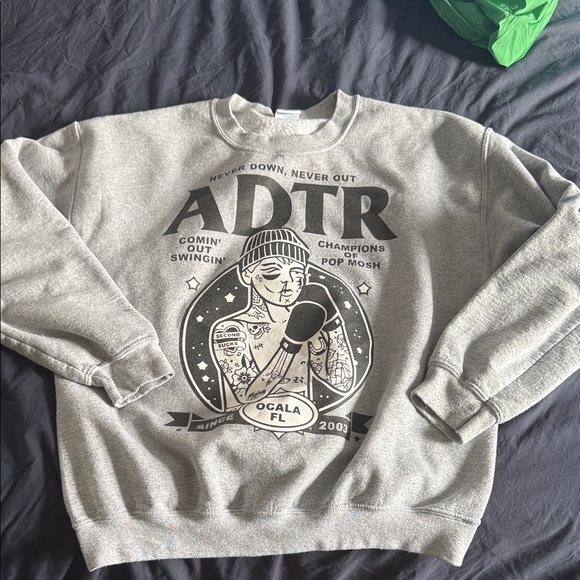 ADTR Gray Graphic Crewneck Sweater - Picture 1 of 7